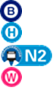Linie H,bus b2,Linie N2,Linie W