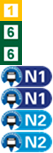 tram 6,tram 6,tram 1,Linie N1,Linie N2,Linie N2,Linie N1
