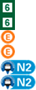 Linie E,Linie E,tram 6,tram 6,Linie N2,Linie N2