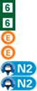 Linie E,Linie E,tram 6,tram 6,Linie N2,Linie N2