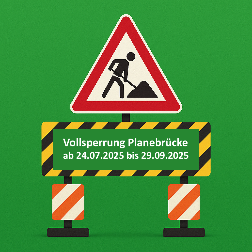 Bildbeschreibung: Baustellenschild, Link zur Verkehrsmeldung